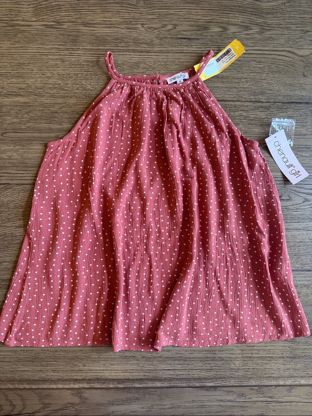 NWT Chenault Rust Pink Polka Dot Girls Top